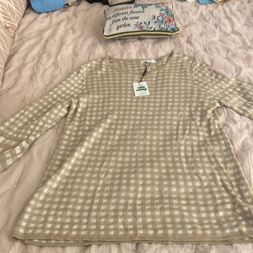 Calvin Klein pullover checkered sweater, NWT, SZ L